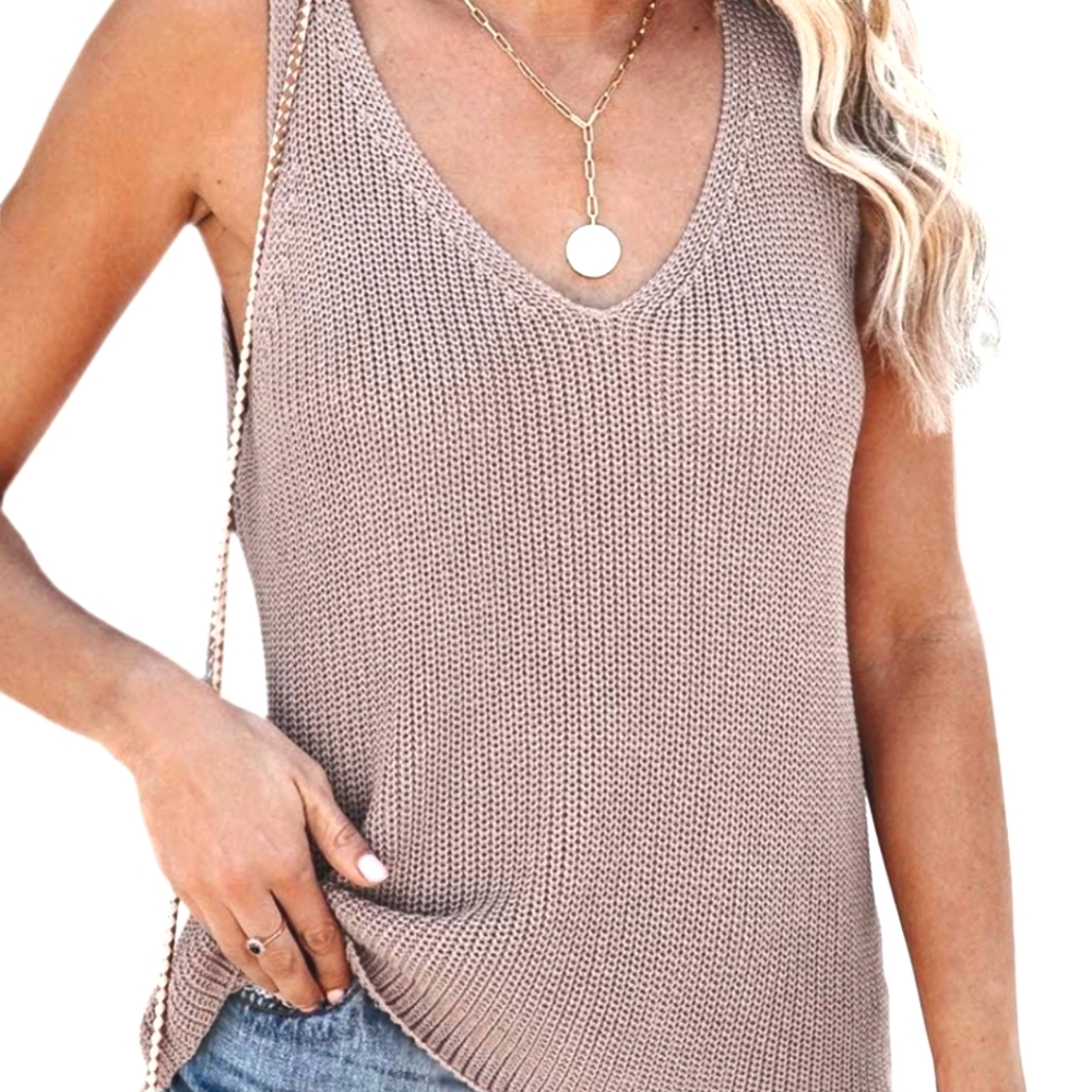 Women's Sleeveless V-Neck Knit Sweater Tank Size Small